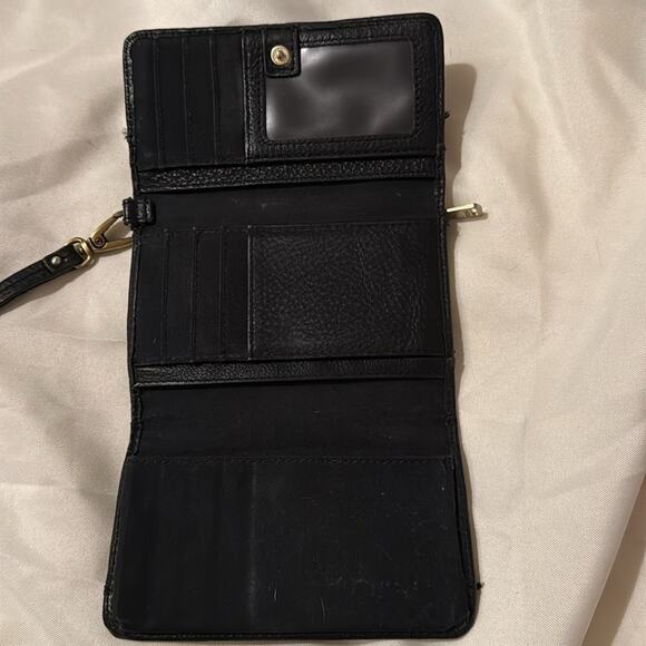 Fossil Black Tri Fold Women's Wallet Wrist Strap Black - Picture 5 of 8